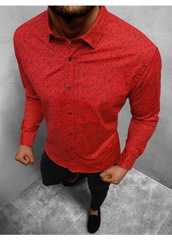 Koszula męska czerwona OZONEE O/3122 ze sklepu ozonee.pl w kategorii Koszule męskie - zdjęcie 135448038