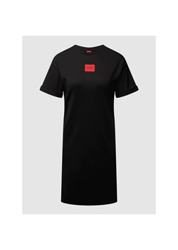Hugo Boss sukienka czarna z krótkimi rękawami mini 