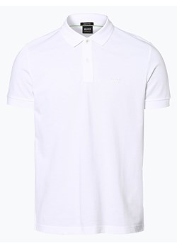 BOSS Green Męska koszulka polo Mężczyźni Bawełna biały jednolity ze sklepu vangraaf w kategorii T-shirty męskie - zdjęcie 135475696