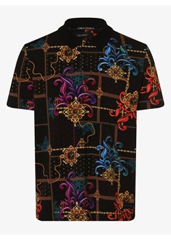 Carlo Colucci T-shirt męski Mężczyźni Dżersej czarny wzorzysty ze sklepu vangraaf w kategorii T-shirty męskie - zdjęcie 135477355
