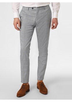 Finshley & Harding London Męskie spodnie od garnituru modułowego Mężczyźni Slim Fit granatowy w kratkę ze sklepu vangraaf w kategorii Spodnie męskie - zdjęcie 135478307