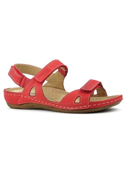 Lekkie sandały damskie z miękkiej skóry - HELIOS Komfort 205, czerwone ze sklepu ulubioneobuwie w kategorii Sandały damskie - zdjęcie 135500536
