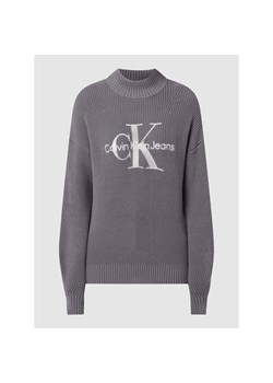 Sweter damski Calvin Klein bawełniany szary z golfem 