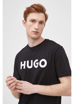 HUGO t-shirt bawełniany kolor czarny z nadrukiem 50467556 ze sklepu ANSWEAR.com w kategorii T-shirty męskie - zdjęcie 135561615