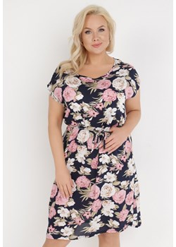 Granatowo-Różowa Sukienka Endiore ze sklepu Born2be Odzież w kategorii Sukienki - zdjęcie 135726045