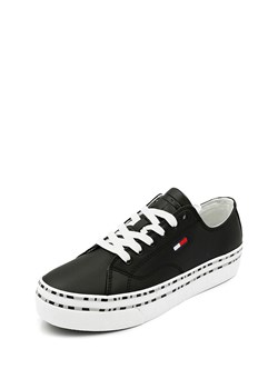 Skórzane sneakersy w kolorze czarno-białym ze sklepu Limango Polska w kategorii Trampki damskie - zdjęcie 135728946