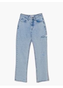 Cropp - Jeansy straight z efektem sprania - błękitny ze sklepu Cropp w kategorii Jeansy damskie - zdjęcie 135973679