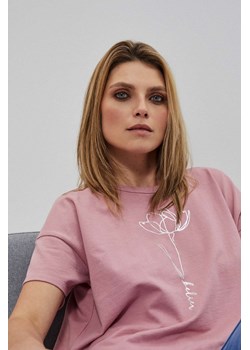 Bluza z krótkim rękawem różana ze sklepu Moodo.pl w kategorii Bluzki damskie - zdjęcie 135974747