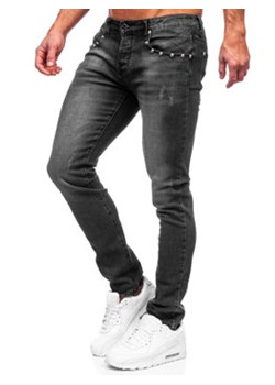 Czarne spodnie jeansowe męskie slim fit Denley MP0057N ze sklepu Denley w kategorii Jeansy męskie - zdjęcie 136283577