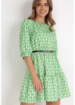 Zielona Sukienka z Paskiem Actiolea ze sklepu Born2be Odzież w kategorii Sukienki - zdjęcie 136498478