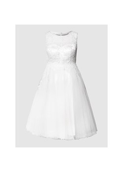 Sukienka Troyden Collection biała bez rękawów rozkloszowana elegancka 
