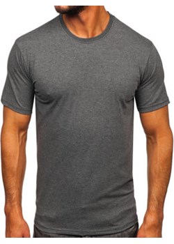 Antracytowy bawełniany bez nadruku t-shirt męski Denley 0001 ze sklepu Denley w kategorii T-shirty męskie - zdjęcie 136706387