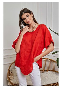 Lniana bluzka w kolorze czerwonym ze sklepu Limango Polska w kategorii Bluzki damskie - zdjęcie 136739425