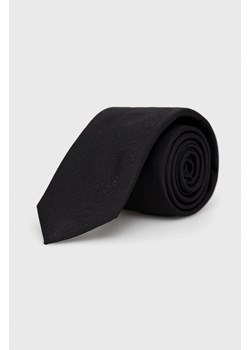 HUGO krawat jedwabny kolor czarny ze sklepu ANSWEAR.com w kategorii Krawaty - zdjęcie 136891206