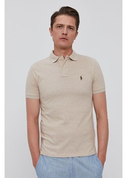 Polo Ralph Lauren Polo 710536856215 męski kolor beżowy gładki ze sklepu ANSWEAR.com w kategorii T-shirty męskie - zdjęcie 137050298