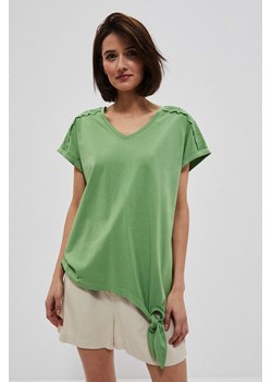 Bawełniana bluzka z wiązaniem ze sklepu Moodo.pl w kategorii Bluzki damskie - zdjęcie 137138576