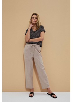 Lniane spodnie z gładkiej tkaniny ze sklepu Moodo.pl w kategorii Spodnie damskie - zdjęcie 137138587