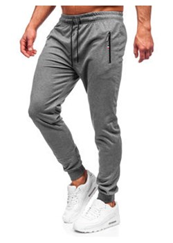 Antracytowe spodnie męskie joggery dresowe Denley JX5001 ze sklepu Denley w kategorii Spodnie męskie - zdjęcie 137170268