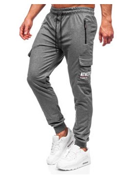 Antracytowe bojówki spodnie męskie joggery dresowe Denley JX5061 ze sklepu Denley w kategorii Spodnie męskie - zdjęcie 137170269