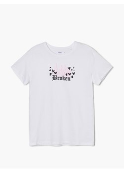 Cropp - Biały T-shirt oversize z nadrukiem - biały ze sklepu Cropp w kategorii Bluzki damskie - zdjęcie 137223956