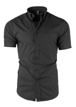 Koszula męska z krótkim rękawem 5503 - czarna ze sklepu Risardi w kategorii Koszule męskie - zdjęcie 137646519