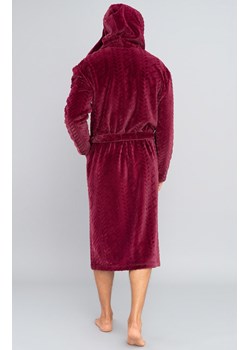 Ciepły szlafrok męski z kapturem długi rękaw bordowy Zygmunt, Kolor bordowy, Rozmiar M, Italian Fashion ze sklepu Intymna w kategorii Szlafroki męskie - zdjęcie 137658877