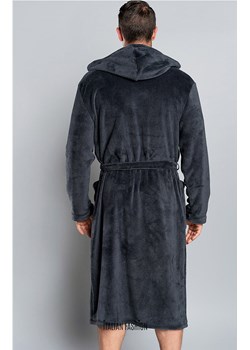 Szlafrok męski z kapturem dł. rękaw Mimas, Kolor grafitowy, Rozmiar L, Italian Fashion ze sklepu Intymna w kategorii Szlafroki męskie - zdjęcie 137659306
