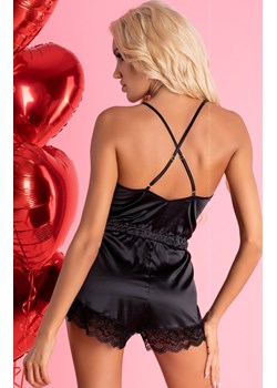 Piżama jednoczęściowa satynowe body Tarissam Black LC 90565, Kolor czarny, Rozmiar S/M, LivCo Corsetti Fashion ze sklepu Intymna w kategorii Piżamy damskie - zdjęcie 137661278