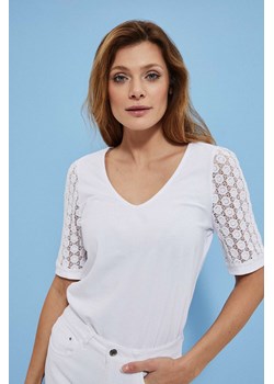 Bawełniana bluzka z koronką ze sklepu Moodo.pl w kategorii Bluzki damskie - zdjęcie 137771725