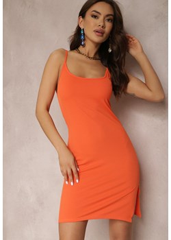Sukienka Lou w serek pomarańczowy glamour na spacer bez rękawów