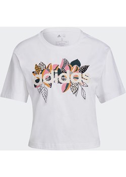 Koszulka damska x Farm Rio Print Boyfriend Cropped Cotton Logo Tee Adidas ze sklepu SPORT-SHOP.pl w kategorii Bluzki damskie - zdjęcie 138201978