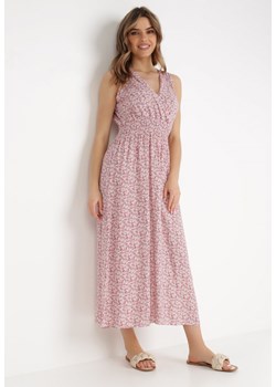 Biało-Różowa Sukienka z Wiskozy Pheratea ze sklepu Born2be Odzież w kategorii Sukienki - zdjęcie 138254077