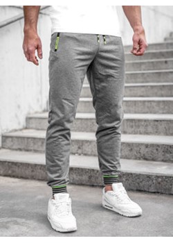 Antracytowe spodnie męskie joggery dresowe Denley K10332 ze sklepu Denley w kategorii Spodnie męskie - zdjęcie 138333837