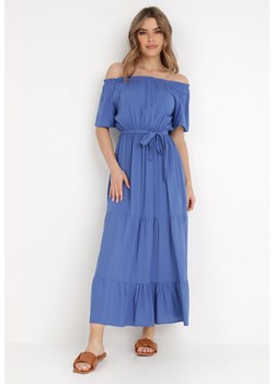 Niebieska Sukienka z Wiskozy Telephanassa ze sklepu Born2be Odzież w kategorii Sukienki - zdjęcie 138334626