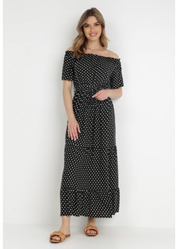 Czarna Sukienka z Wiskozy Typhice ze sklepu Born2be Odzież w kategorii Sukienki - zdjęcie 138371908