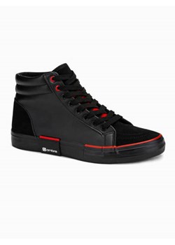 Trampki męskie sneakersy za kostkę z łączonych materiałów - czarne V2 OM-FOTH-0127 ze sklepu ombre w kategorii Trampki męskie - zdjęcie 138377138