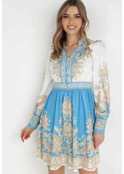 Biało-Niebieska Sukienka Phiniope ze sklepu Born2be Odzież w kategorii Sukienki - zdjęcie 138441835
