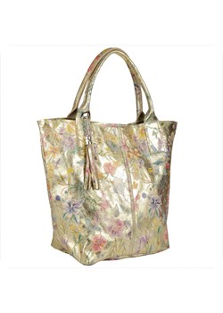 Złota torba worek skóra naturalna wzór kwiaty borse in pelle ze sklepu melon.pl w kategorii Torby Shopper bag - zdjęcie 138499606