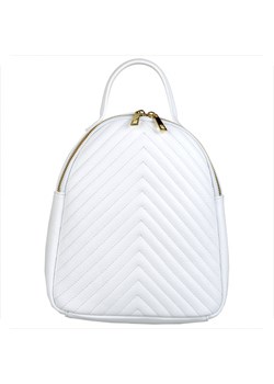 Biały plecak damski pikowany ze skóry naturalnej ze sklepu melon.pl w kategorii Plecaki - zdjęcie 138514038