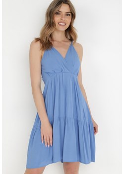 Niebieska Sukienka z Wiskozy Aikena ze sklepu Born2be Odzież w kategorii Sukienki - zdjęcie 138541026