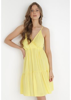 Żółta Sukienka z Wiskozy Aikena ze sklepu Born2be Odzież w kategorii Sukienki - zdjęcie 138581287