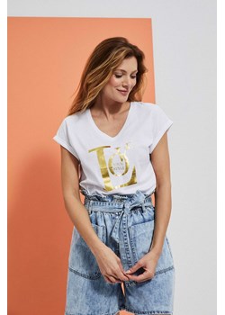 Bluzka z metalicznym nadrukiem ze sklepu Moodo.pl w kategorii Bluzki damskie - zdjęcie 138620318