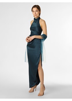Unique Damska sukienka wieczorowa z etolą Kobiety Satyna petrol jednolity ze sklepu vangraaf w kategorii Sukienki - zdjęcie 138717598