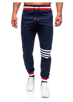 Granatowe spodnie męskie joggery dresowe Denley 7033 ze sklepu Denley w kategorii Spodnie męskie - zdjęcie 138769057
