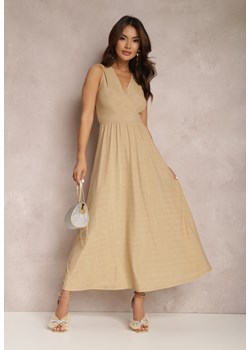 Beżowo-Złota Sukienka Sematea ze sklepu Renee odzież w kategorii Sukienki - zdjęcie 138814185