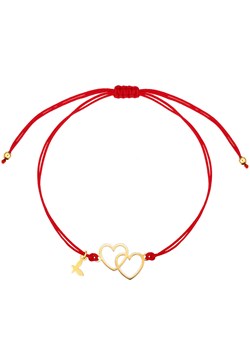 Bransoletka na czerwonym sznurku złote dwa serca ze sklepu SADVA w kategorii Bransoletki - zdjęcie 138836189