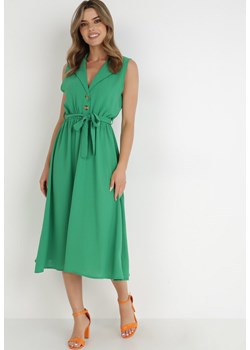 Zielona Sukienka z Paskiem Kydasia ze sklepu Born2be Odzież w kategorii Sukienki - zdjęcie 138880159