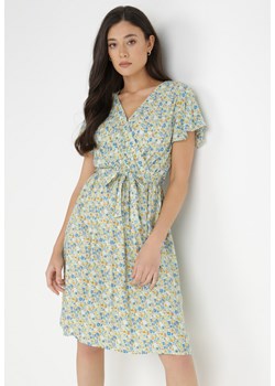 Zielono-Niebieska Sukienka z Wiskozy Cilime ze sklepu Born2be Odzież w kategorii Sukienki - zdjęcie 138892165
