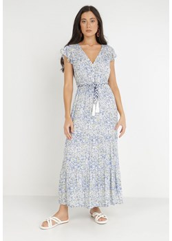 Biało-Niebieska Sukienka ze Sznurkiem Cillereia ze sklepu Born2be Odzież w kategorii Sukienki - zdjęcie 138894249