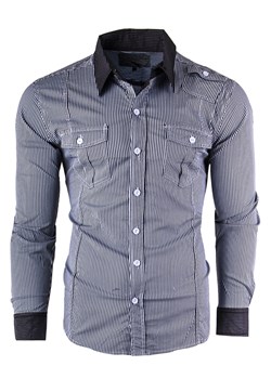 Koszula męska długi rękaw rl M06 granat/błękit ze sklepu Risardi w kategorii Koszule męskie - zdjęcie 138924418